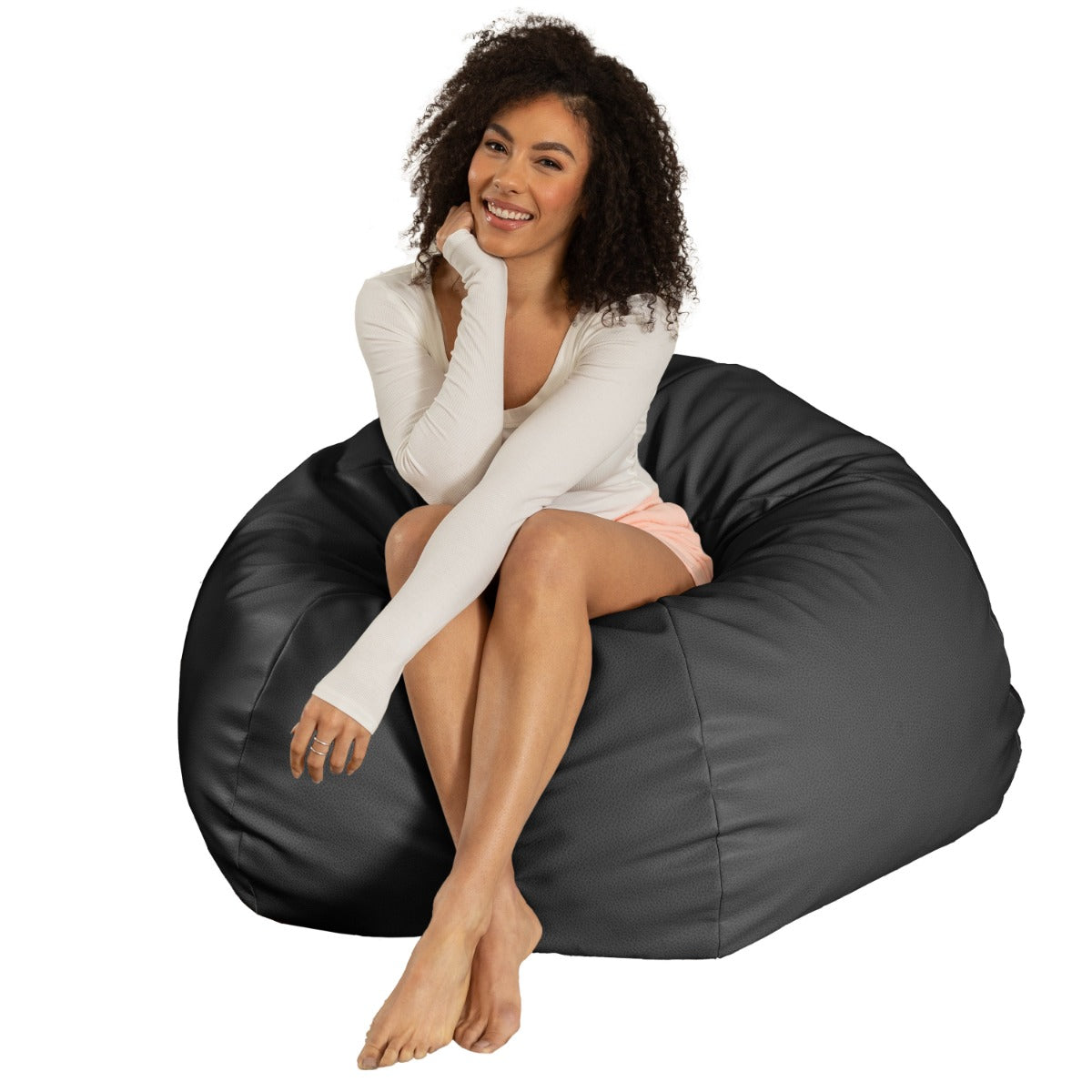 Pazi in Black Cobblestone Faux Leather