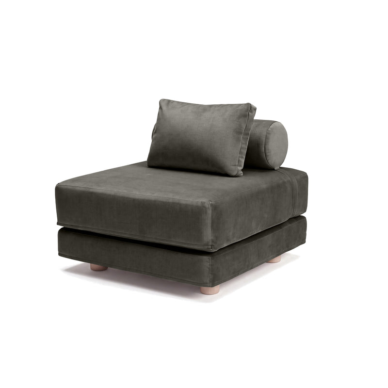 Avida Chair in Dark Gray Microvelvet, chair position on white