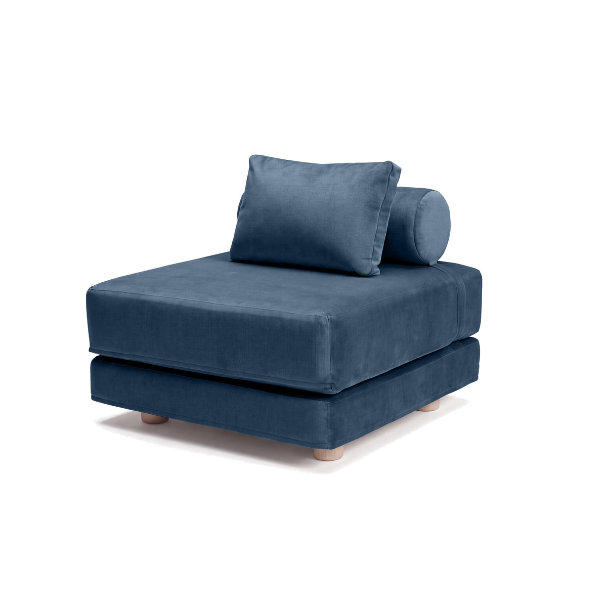 Avida Chair in Indigo Microvelvet, chair position on white