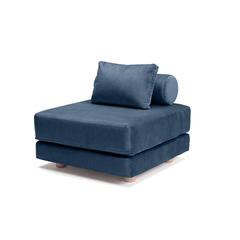 Avida Chair in Indigo Microvelvet, chair position on white