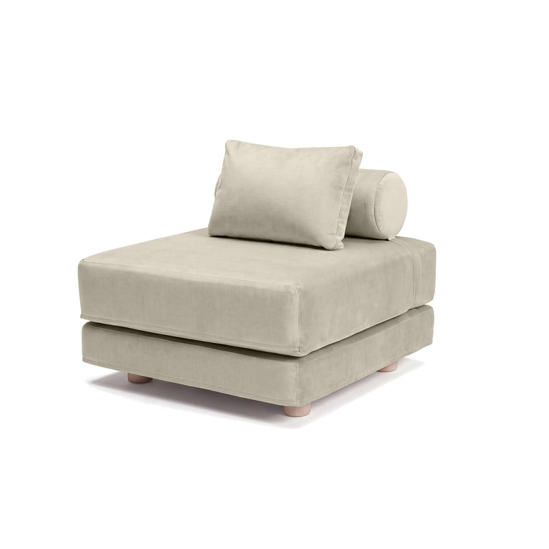 Avida Chair in Ivory Microvelvet, chair position on white