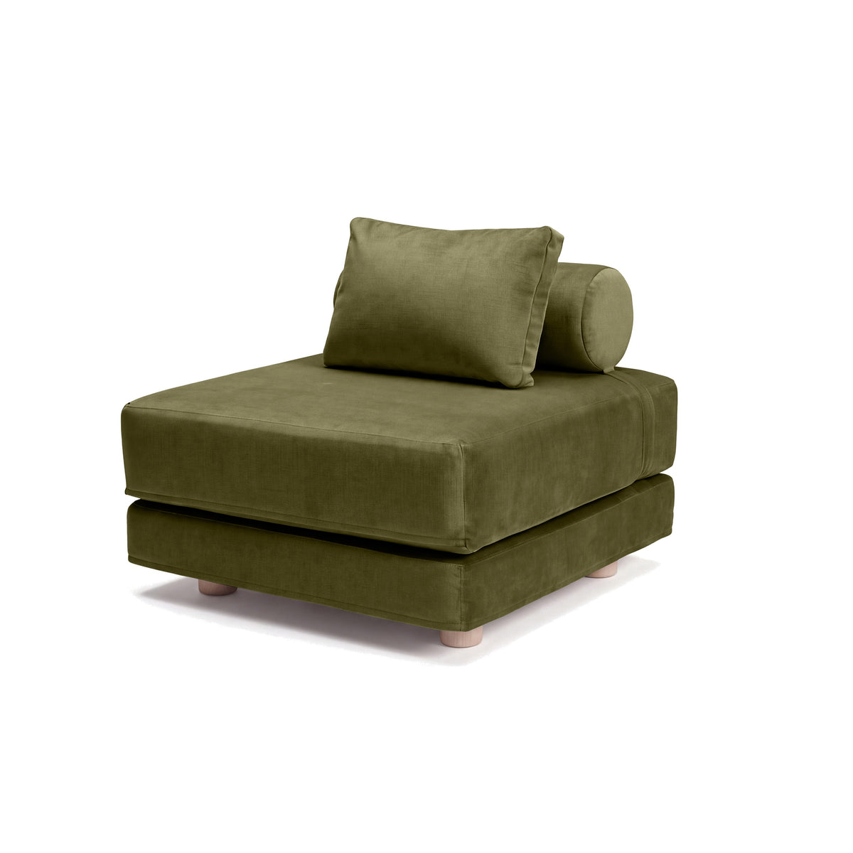 Avida Chair in Olive Green Microvelvet, chair position on white