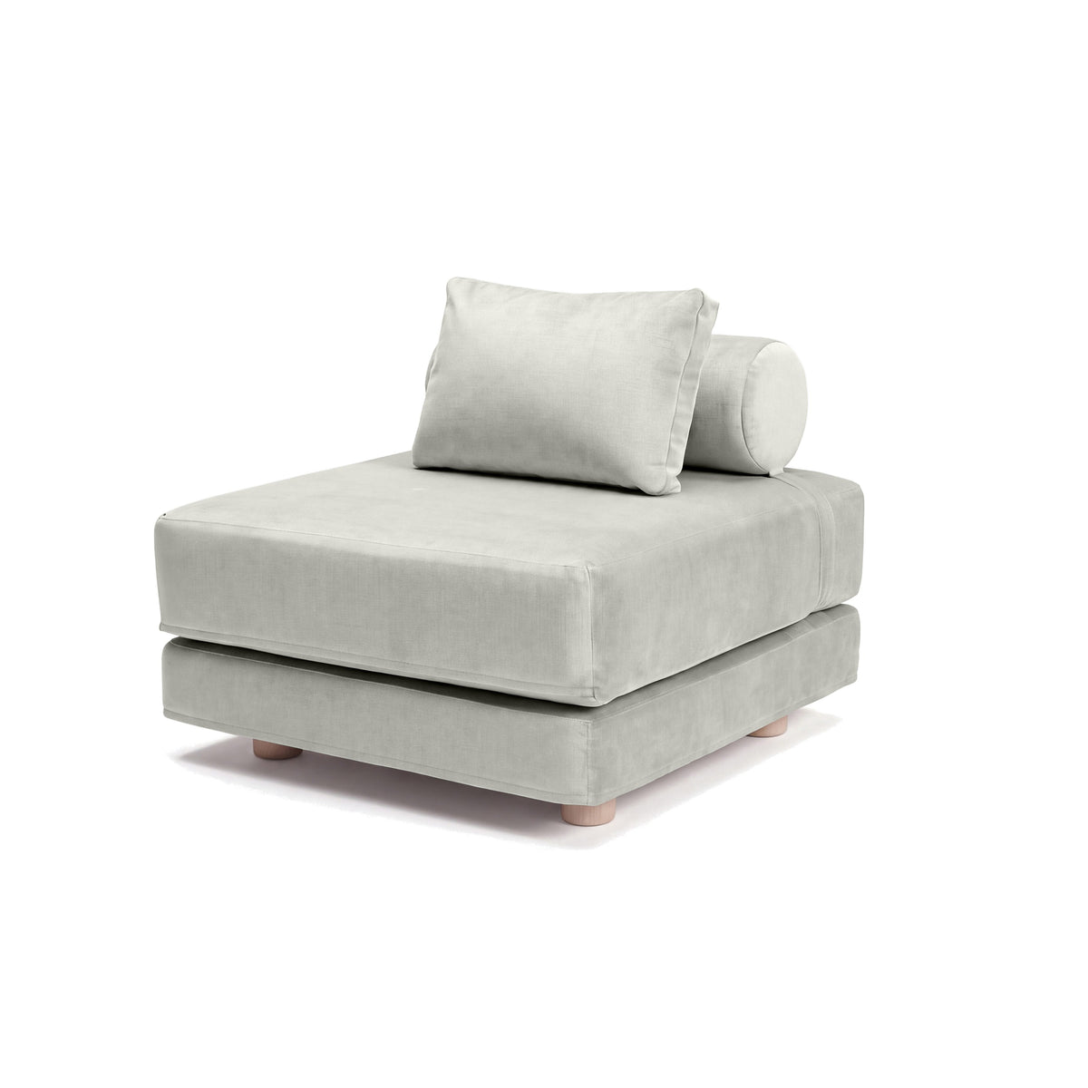 Avida Chair in Sage Gray Microvelvet, chair position on white