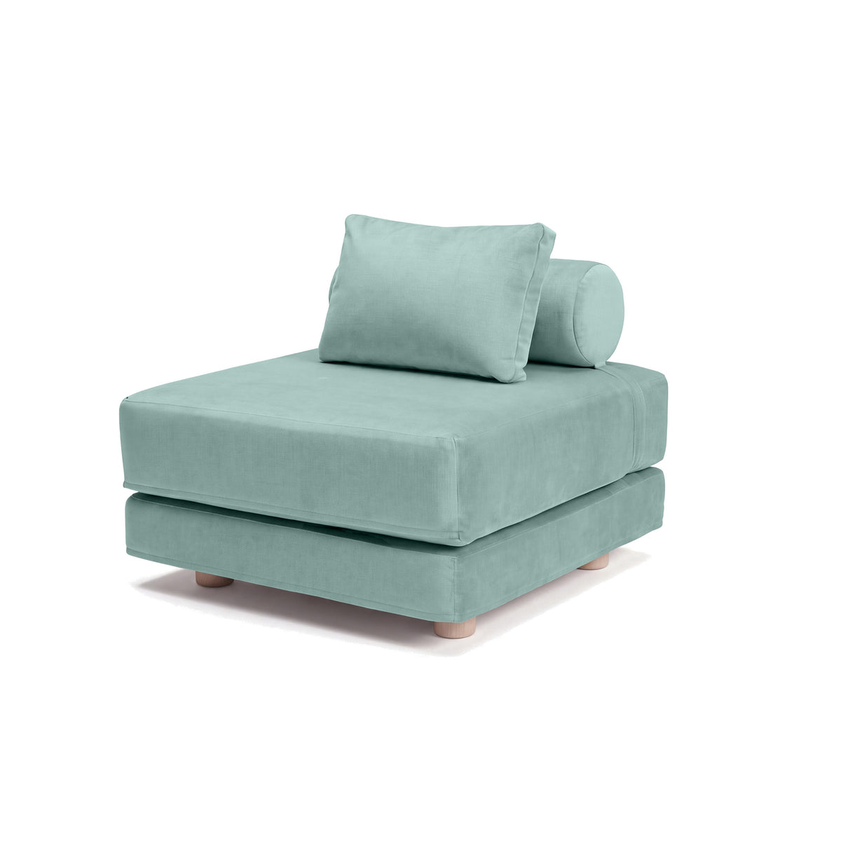 Avida Chair in Seafoam Green Microvelvet, chair position on white