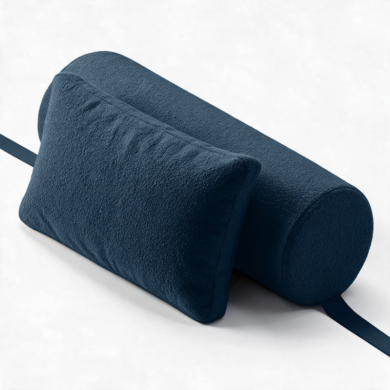 Avida Bolster and Pillow Refresh together in Navy Boucle