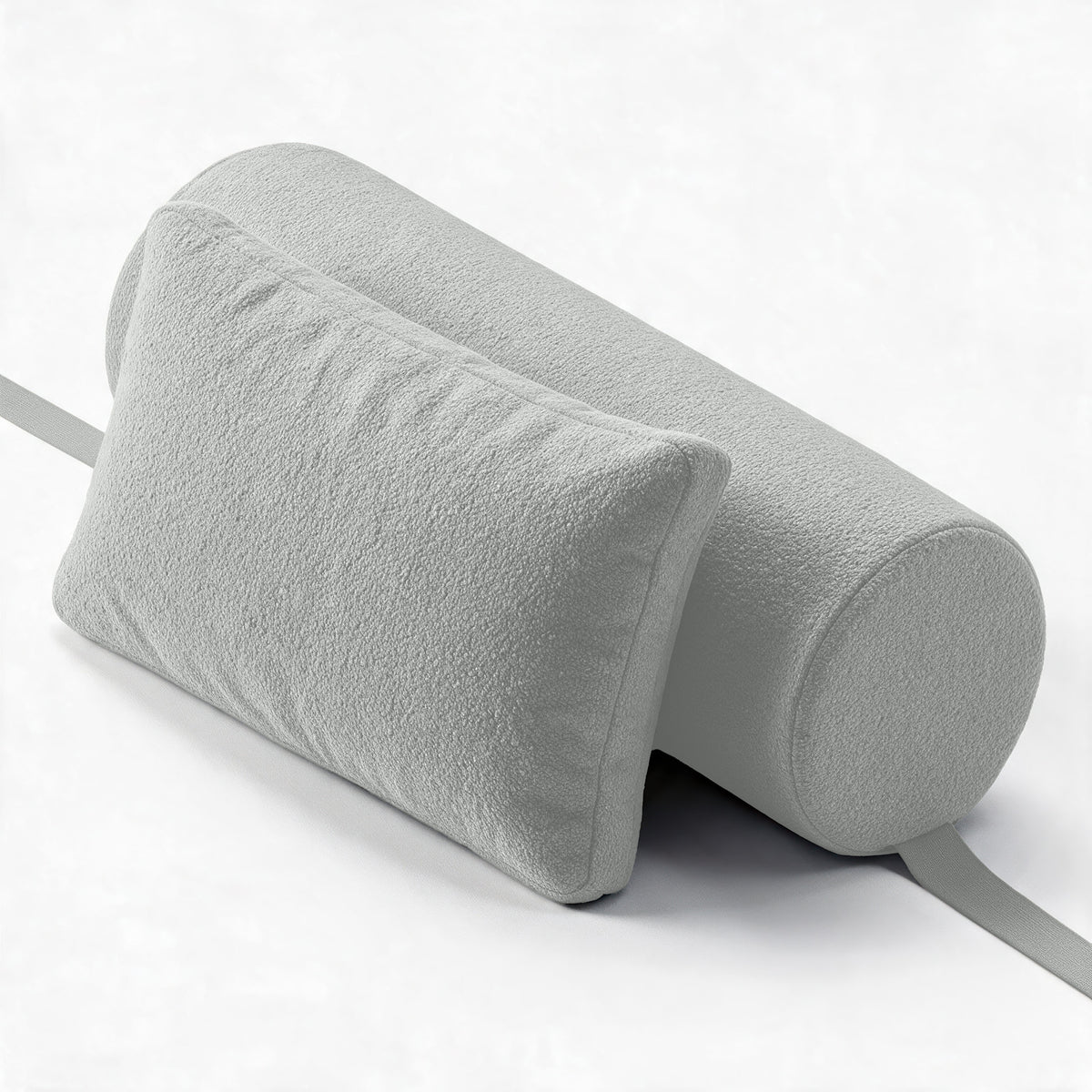 Avida Bolster and Pillow Refresh together in Silver Boucle
