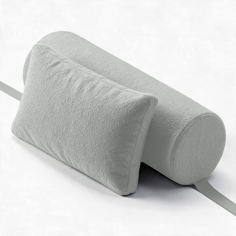 Avida Bolster and Pillow Refresh together in Silver Boucle