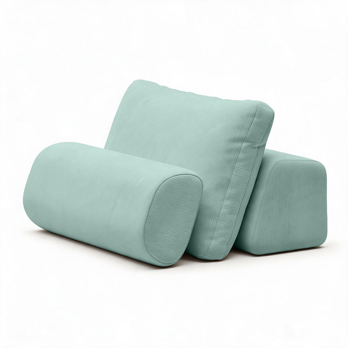 Balshan weighted back, pillow and bolster together in Seafoam Green Microvelvet