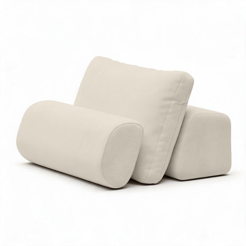 Balshan weighted back, pillow and bolster together in Ivory Microvelvet