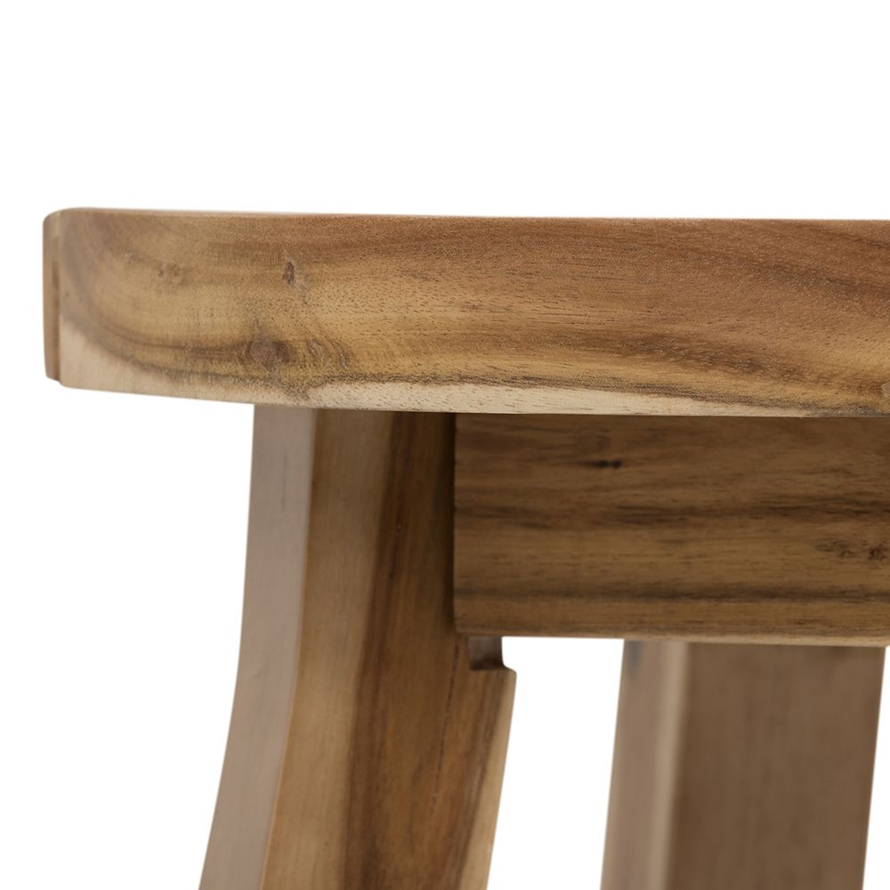 Acacia joinery under the tabletop, close-up