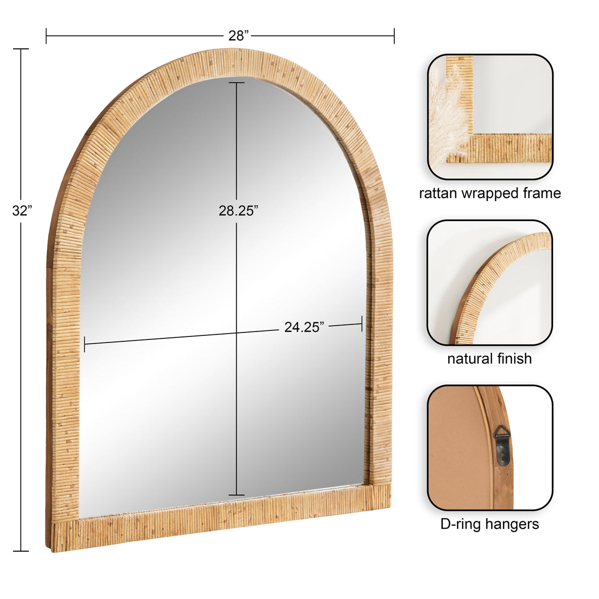 Rahfy Arch Wall Mirror dimensions