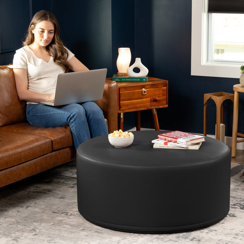 Candler 3 in Black Cobblestone Faux Leather