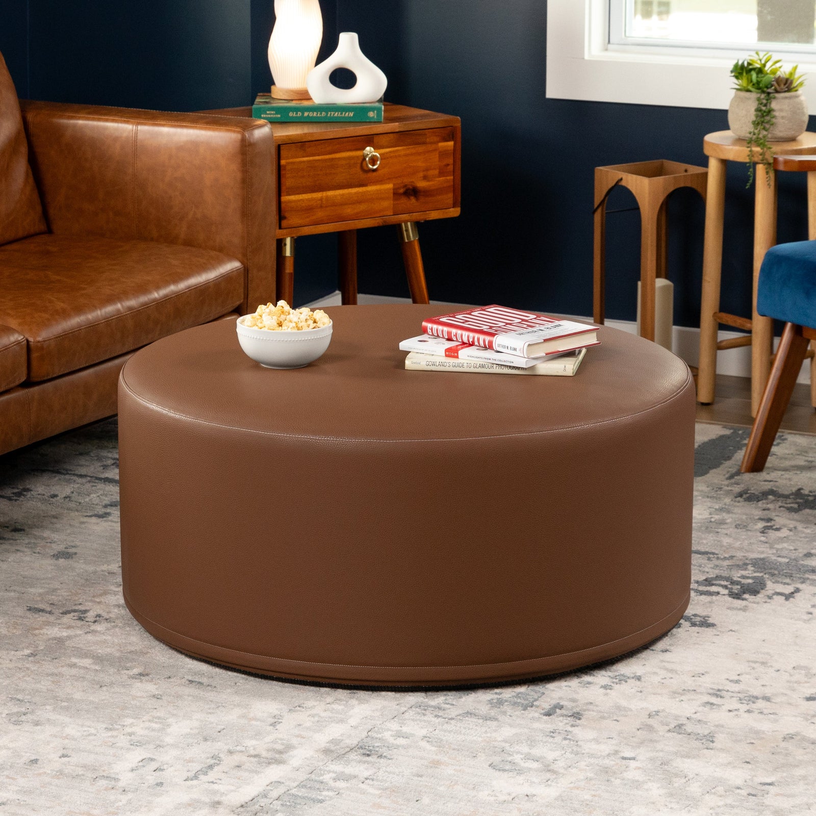 Candler 3 in Brown Cobblestone Faux Leather