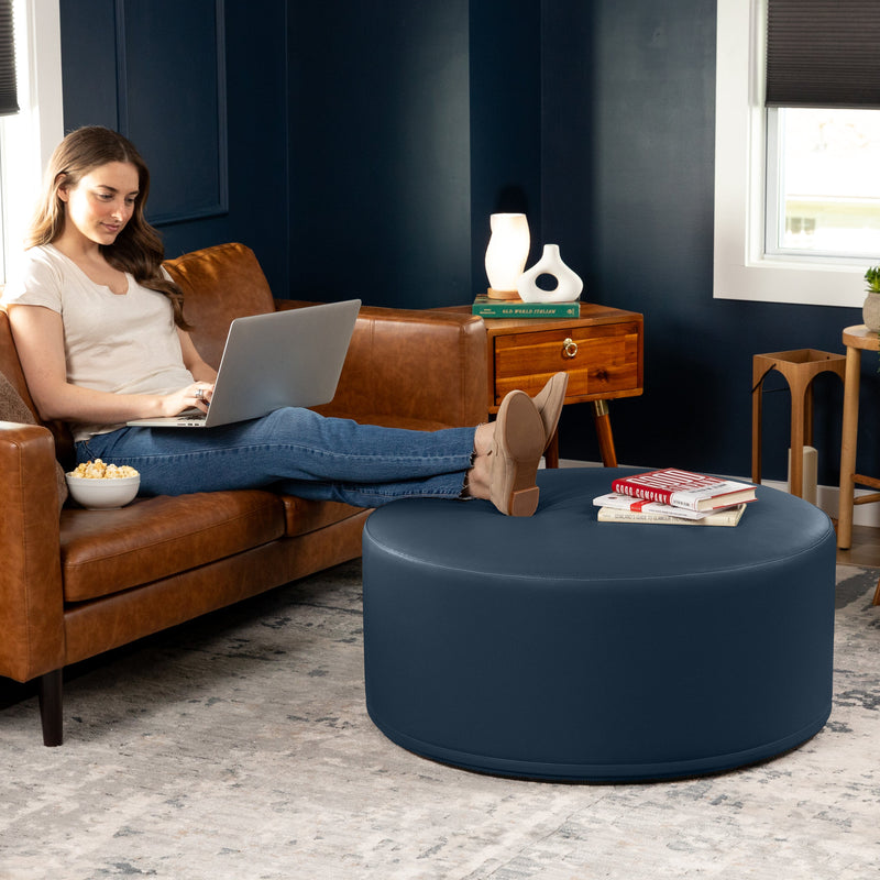 Candler 3 in Blue Cobblestone Faux Leather