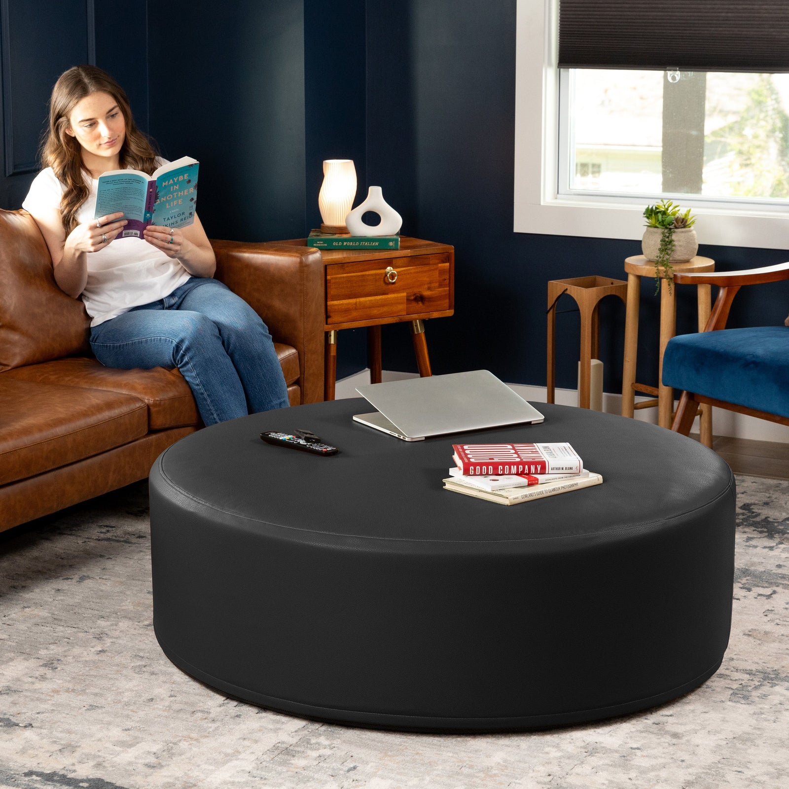 Candler 4 in Black Cobblestone Faux Leather