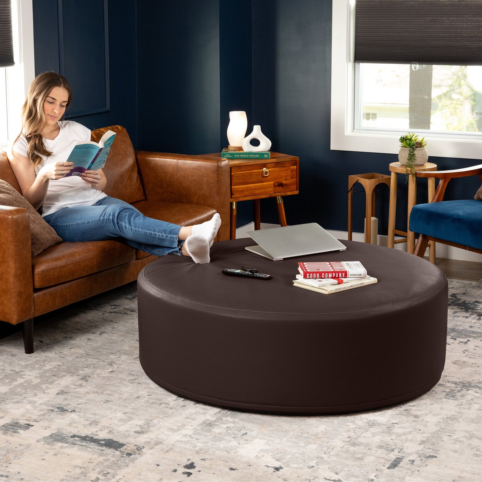 Candler 4 in Chocolate Cobblestone Faux Leather