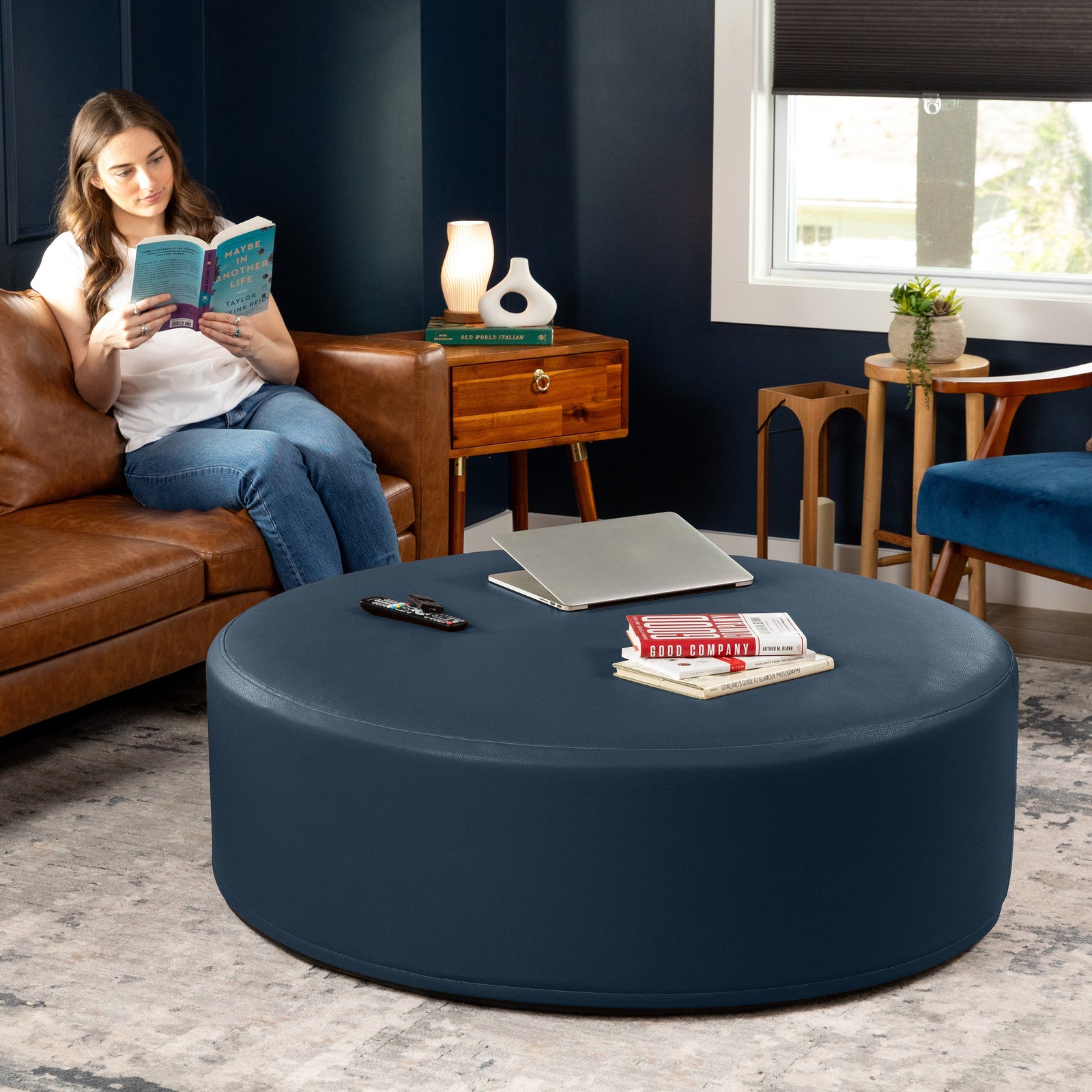 Candler 4 in Blue Cobblestone Faux Leather