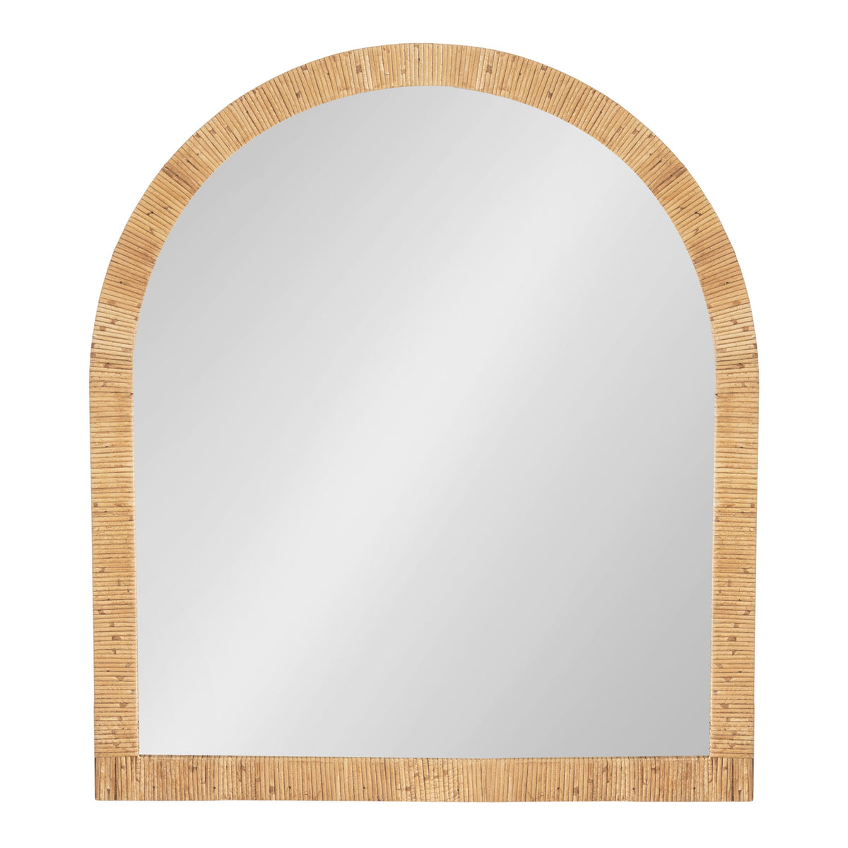 Rahfy natural rattan arch mirror, angled view