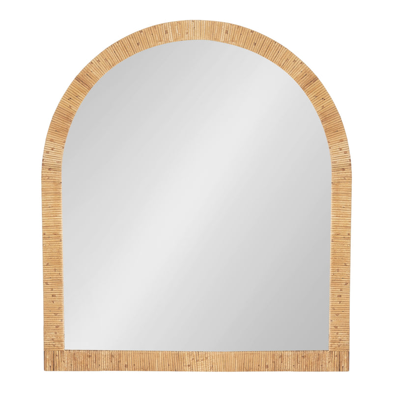 Rahfy natural rattan arch mirror, angled view