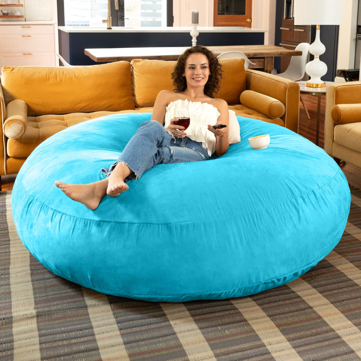 Cocoon 6 bean bag chair in Aqua Microsuede