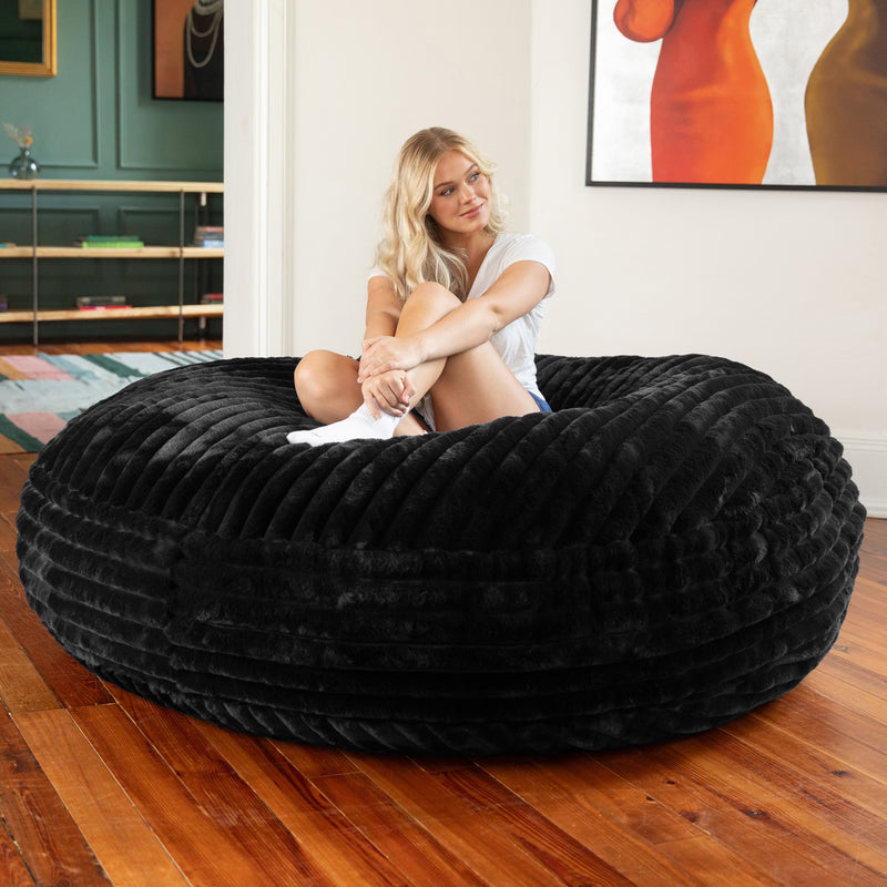 Cocoon 6 bean bag chair in Striped Black Faux Fur