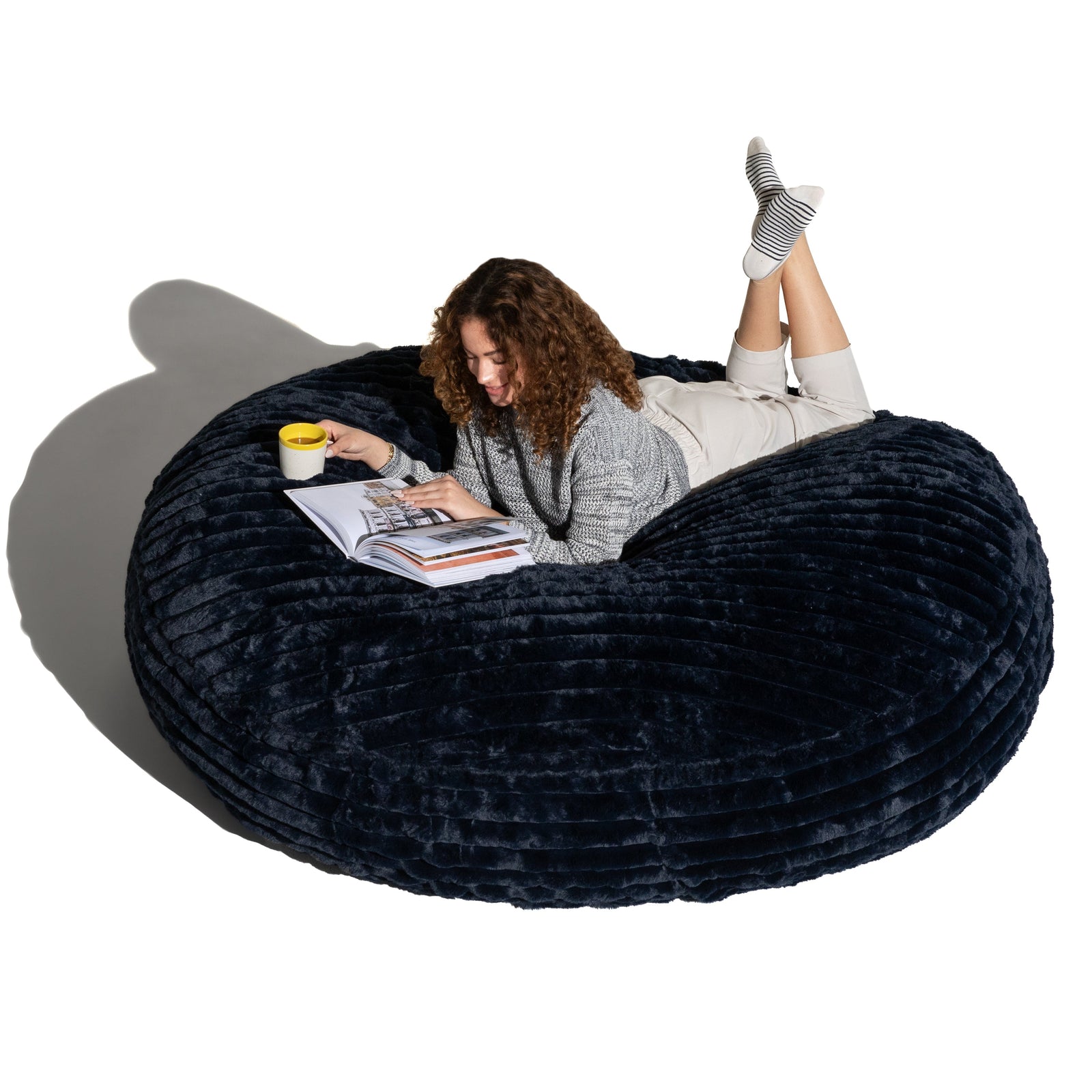 Cocoon 6 bean bag chair in Striped Navy Faux Fur