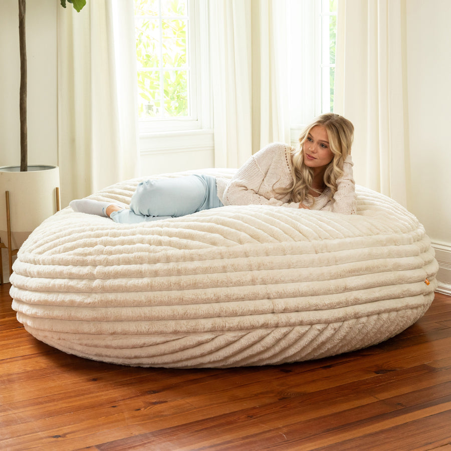 Cocoon 6 bean bag chair in Striped White Faux Fur