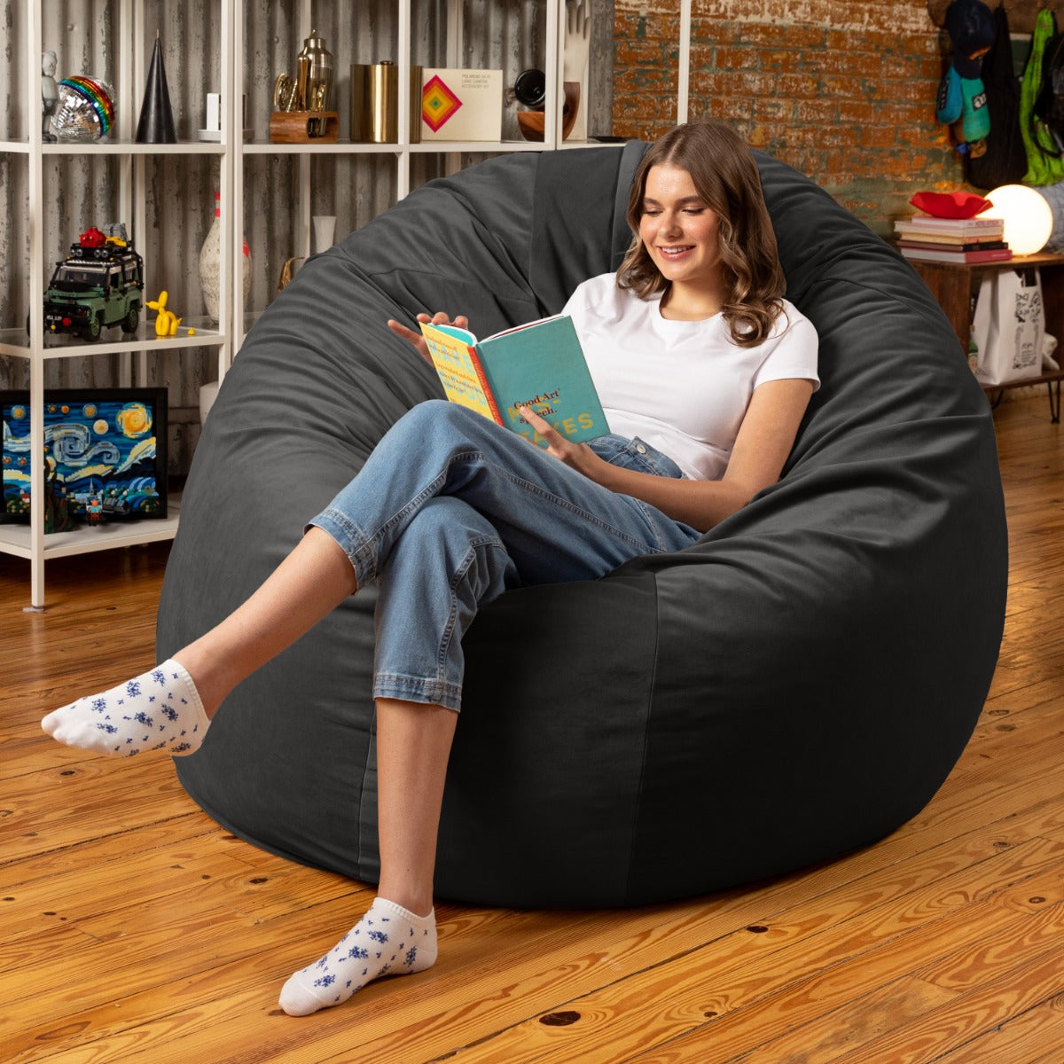 Cocoon 6 bean bag chair in Black Lush Velvet