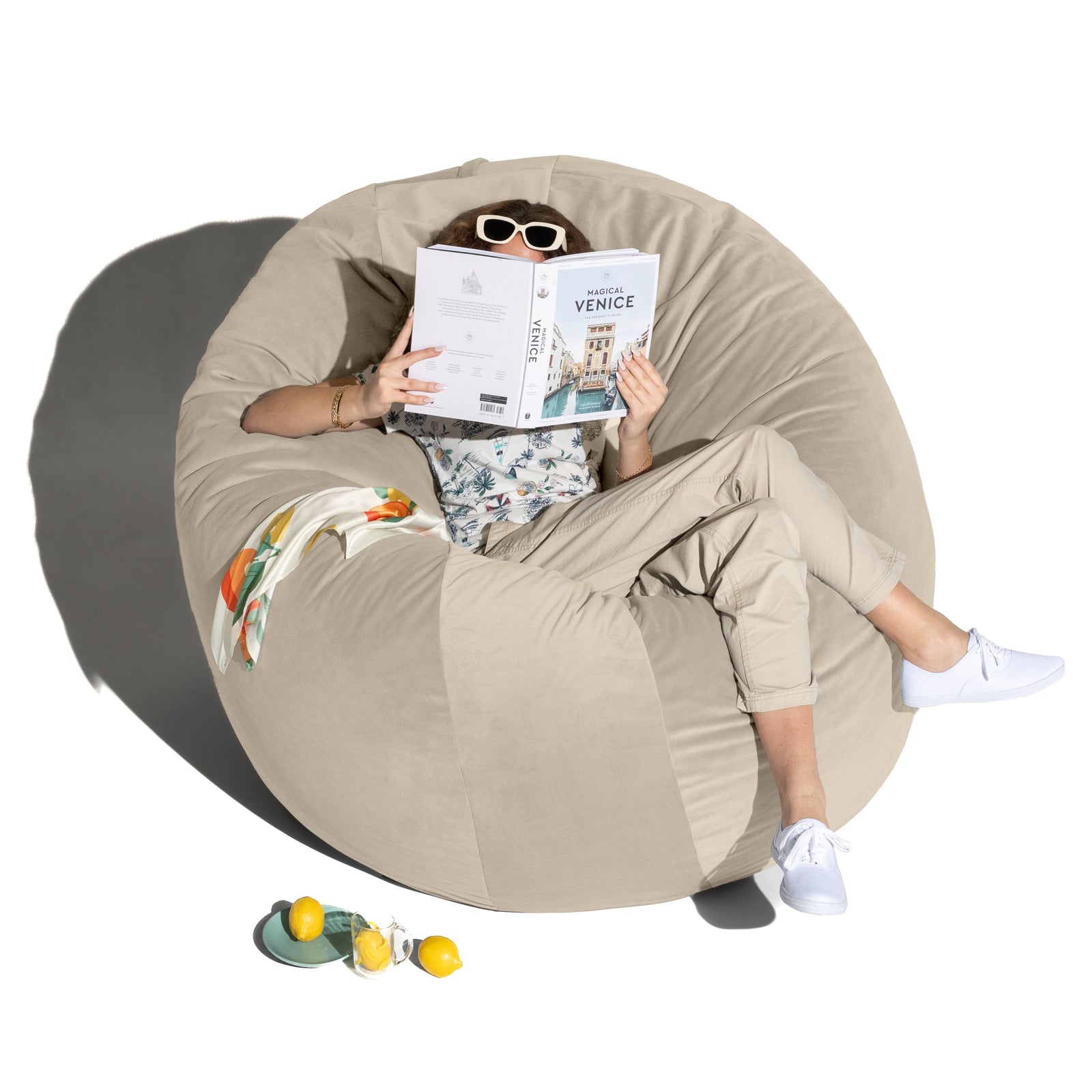 Cocoon 6 bean bag chair in Cream Lush Velvet