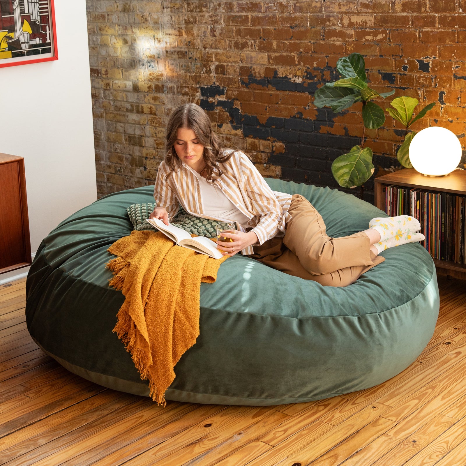 Cocoon 6 bean bag chair in Green Lush Velvet