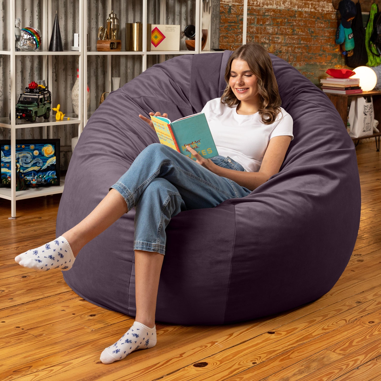 Cocoon 6 bean bag chair in Purple Lush Velvet