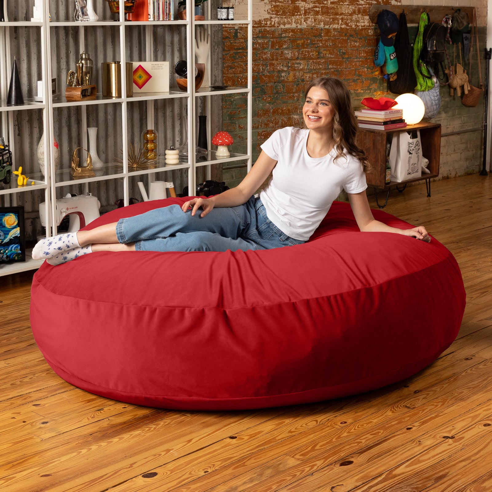 Cocoon 6 bean bag chair in Red Lush Velvet