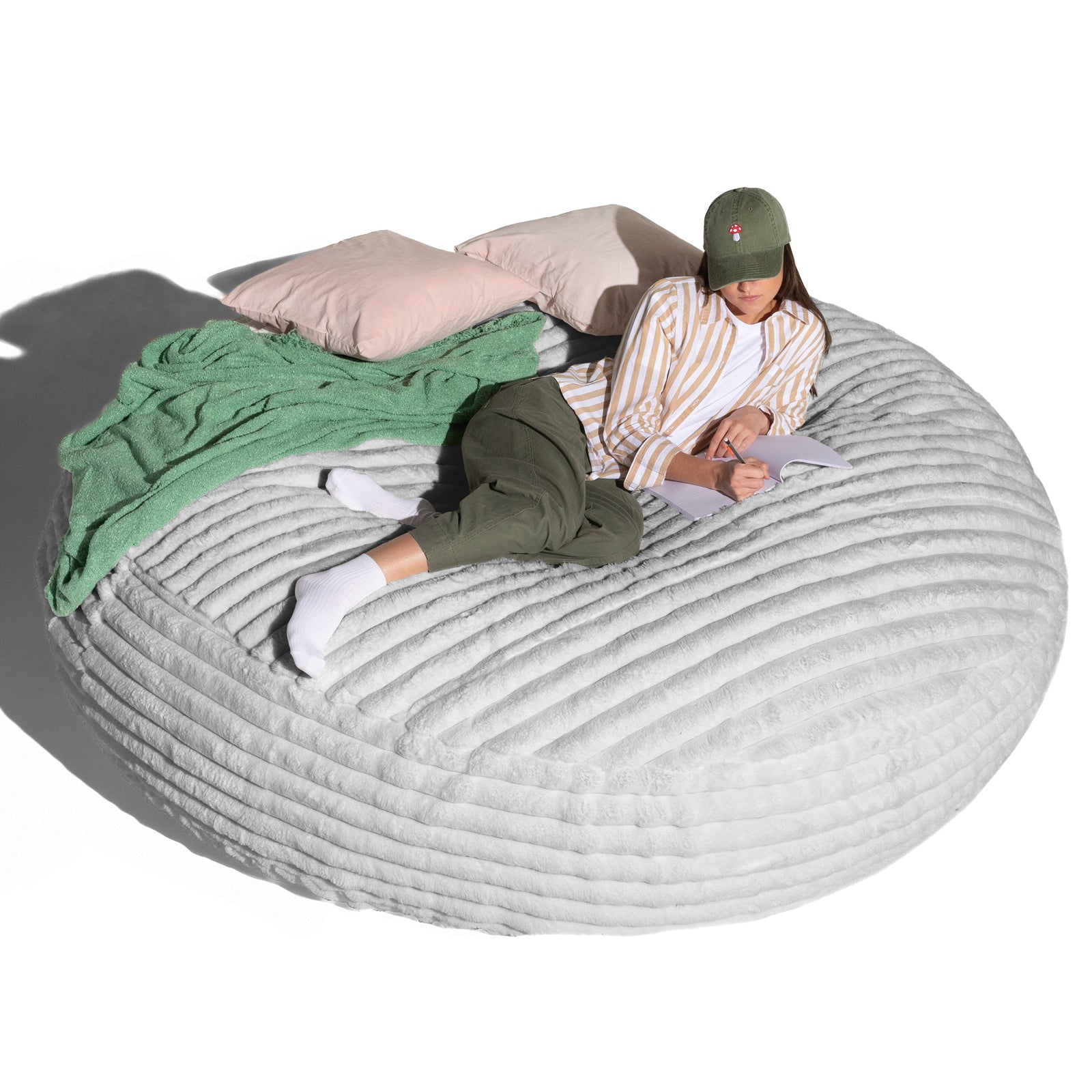 Cocoon 7 in Striped Gray Faux Fur
