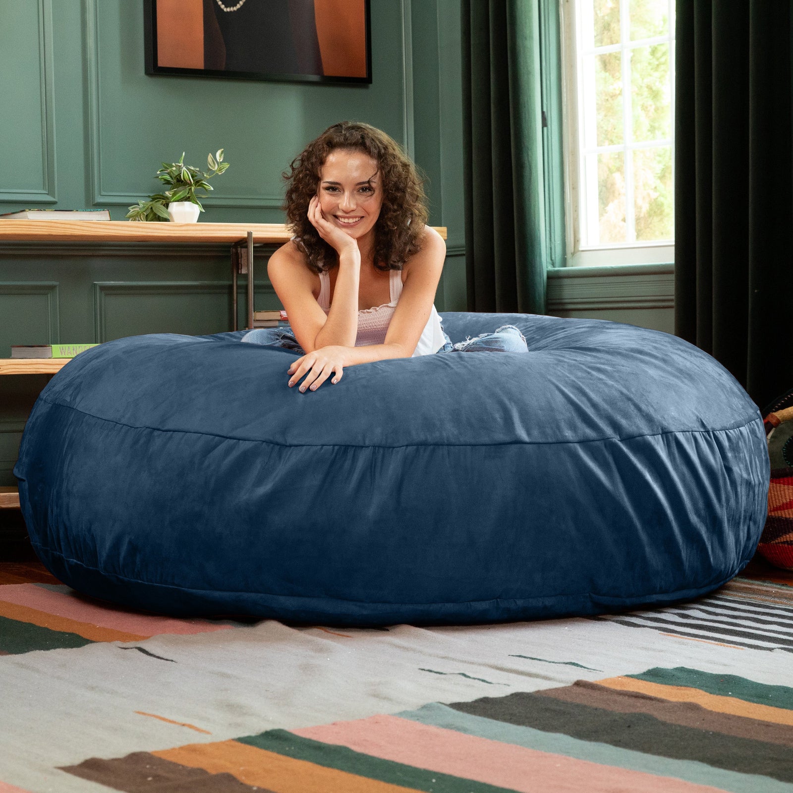 Cocoon 6 bean bag chair in Navy Microsuede