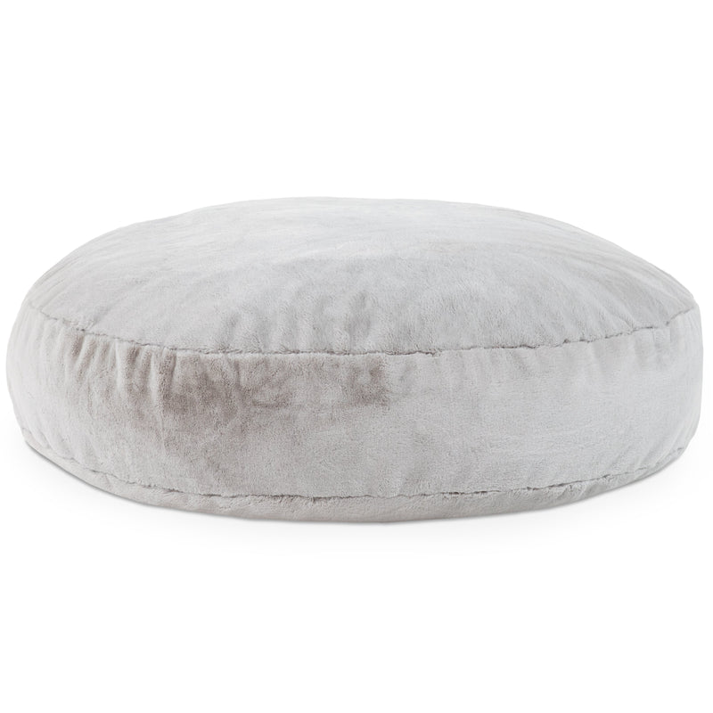 Raven-Symone Big Snuggler in silver rabbit fur on white background