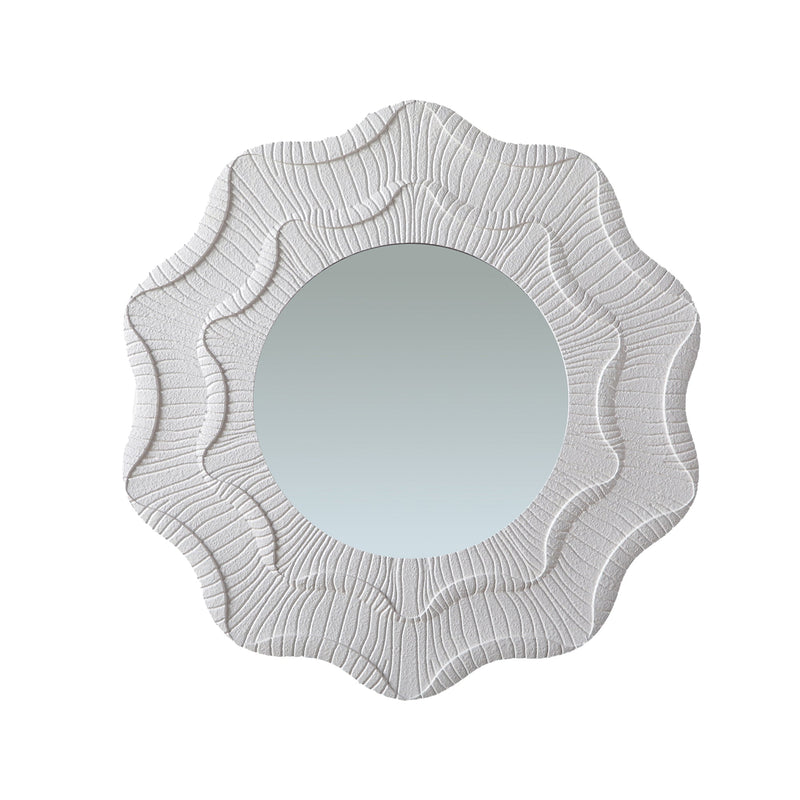 Wavy flower wall mirror on a white background