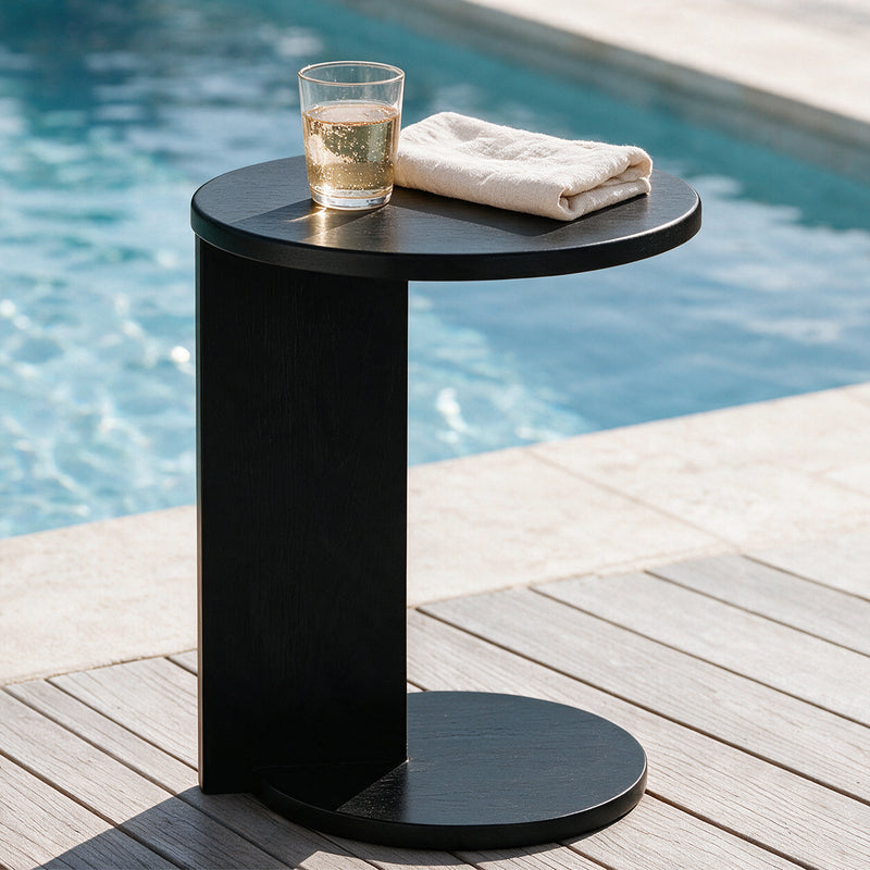Black Echo Side Table poolside
