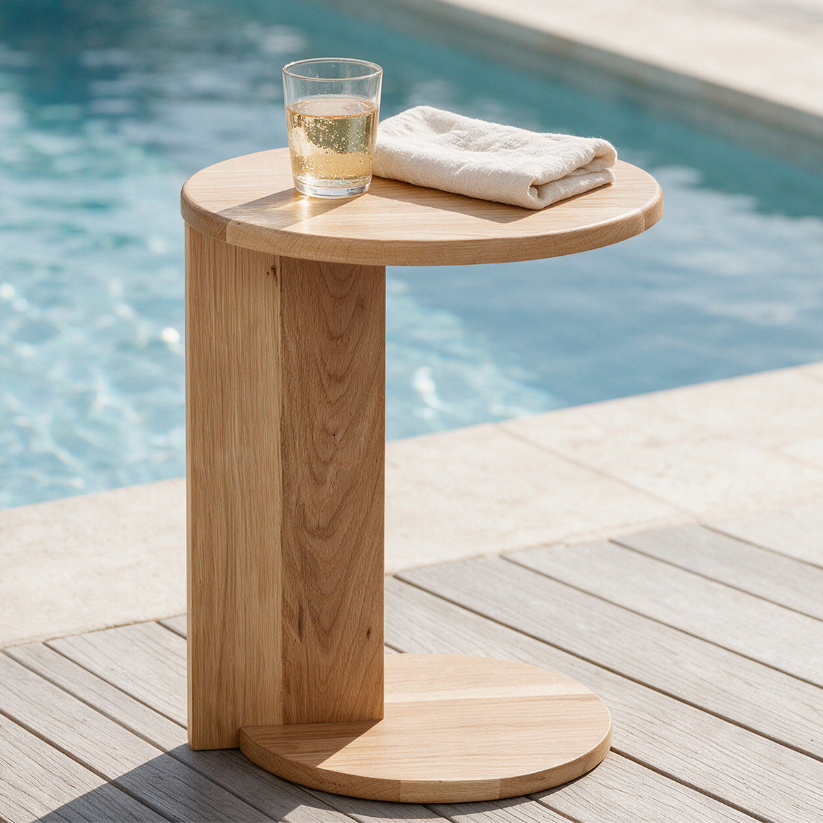 Natural Echo Side Table poolside