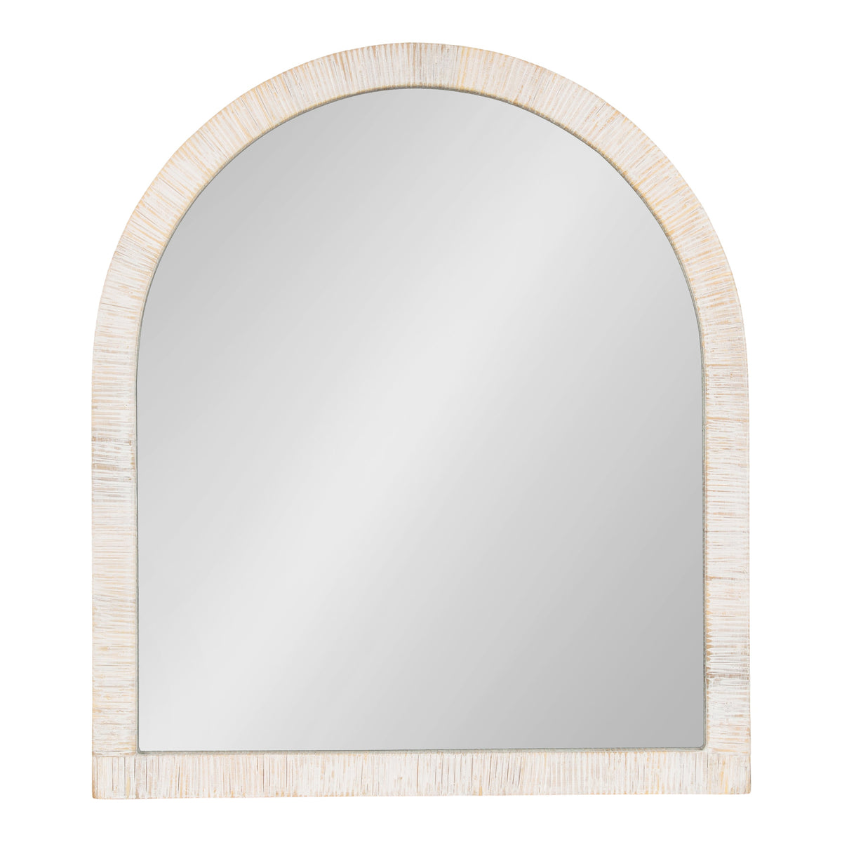 White rattan arch mirror, small size