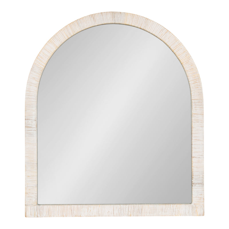White rattan arch mirror, small size