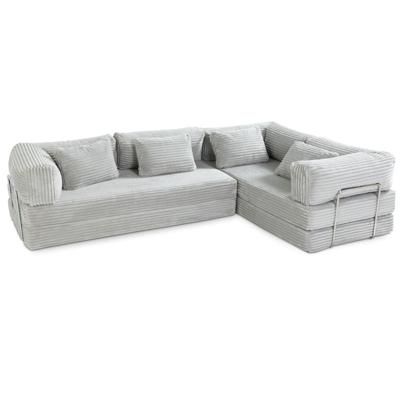 Unsofa® in Striped Gray Faux Fur