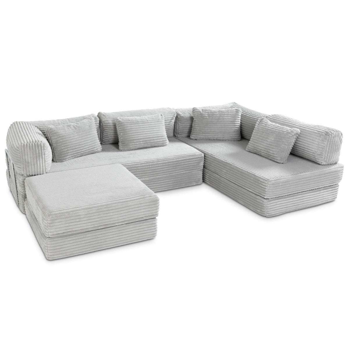 Unsofa® in Striped Gray Faux Fur