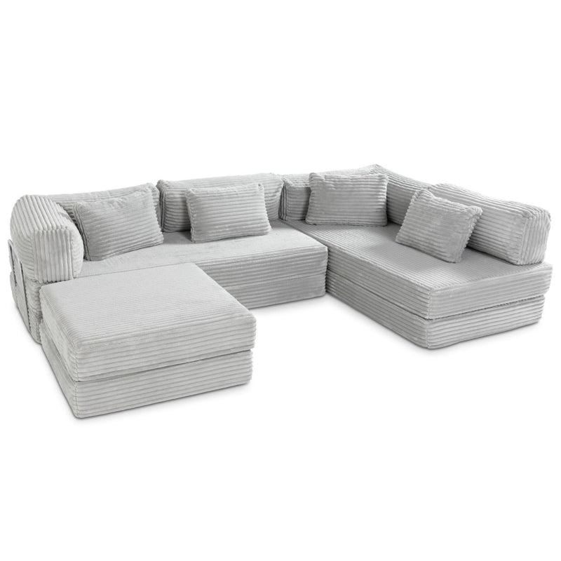 Unsofa® in Striped Gray Faux Fur