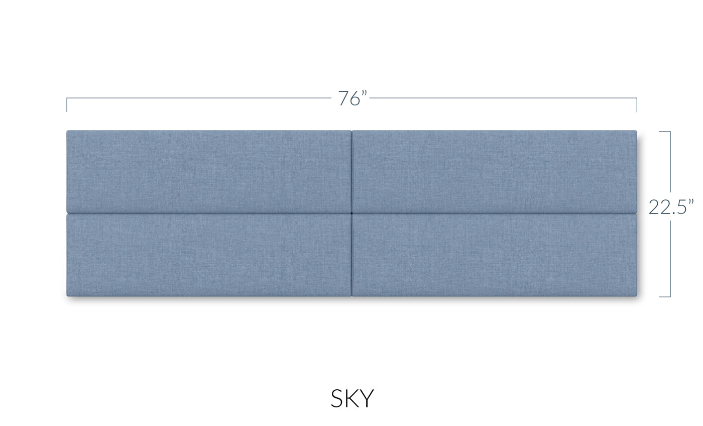 Panelist Slim Headboard Panels in Sky FibreGuard Deluxe Microvelvet