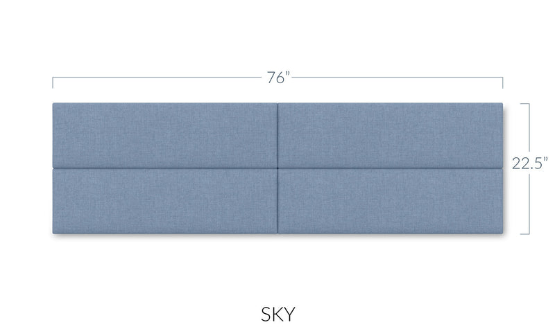 Panelist Slim Headboard Panels in Sky FibreGuard Deluxe Microvelvet