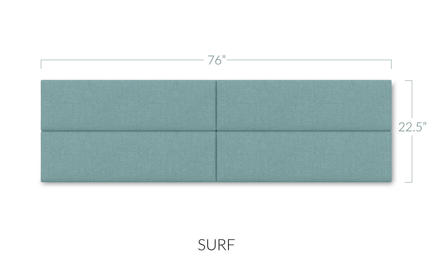 Panelist Slim Headboard Panels in Surf FibreGuard Deluxe Microvelvet