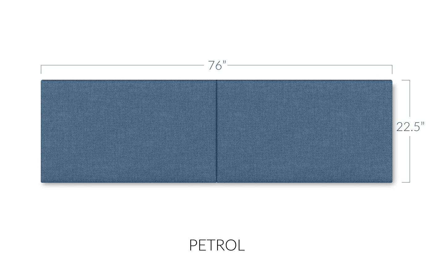 Panelist Wide Headboard Panels in Petrol FibreGuard Deluxe Microvelvet