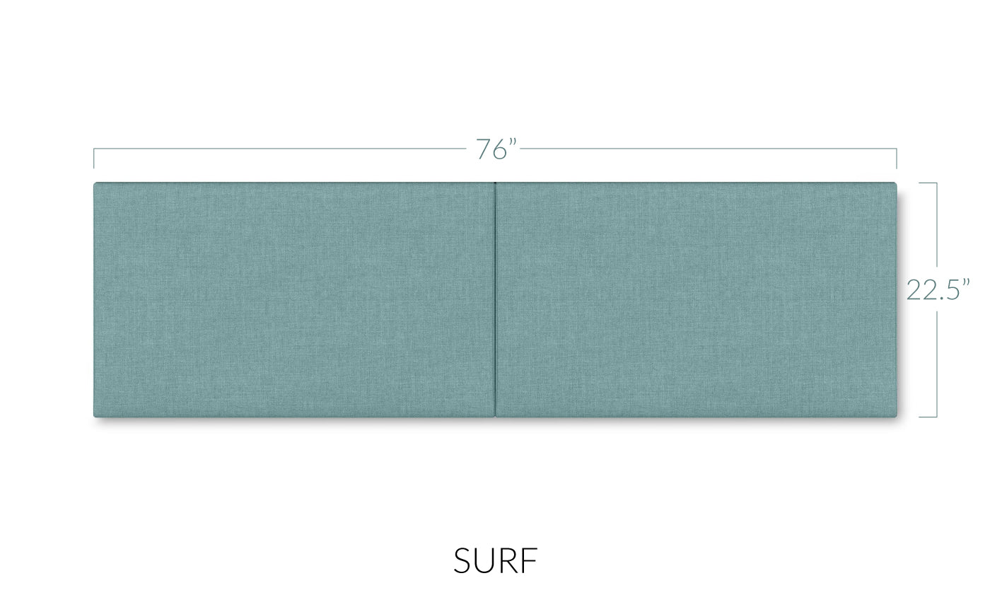 Panelist Wide Headboard Panels in Surf FibreGuard Deluxe Microvelvet