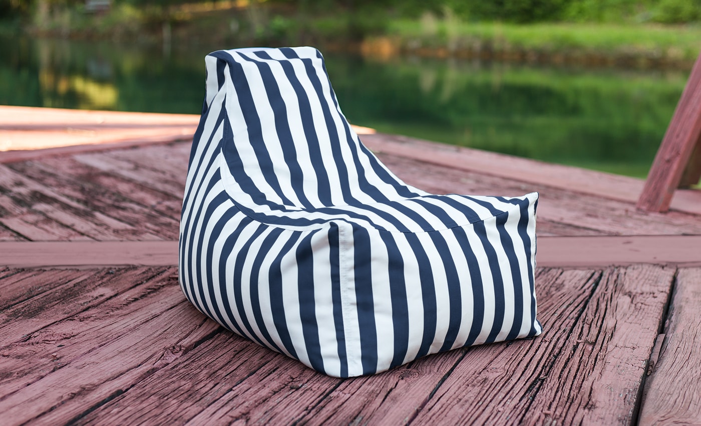 Juniper Jr Outdoor in Navy Stripes Patterned Outdoor Fabric