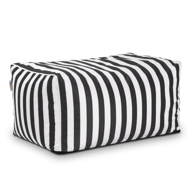 Black and white striped rectangular pillow on a white background